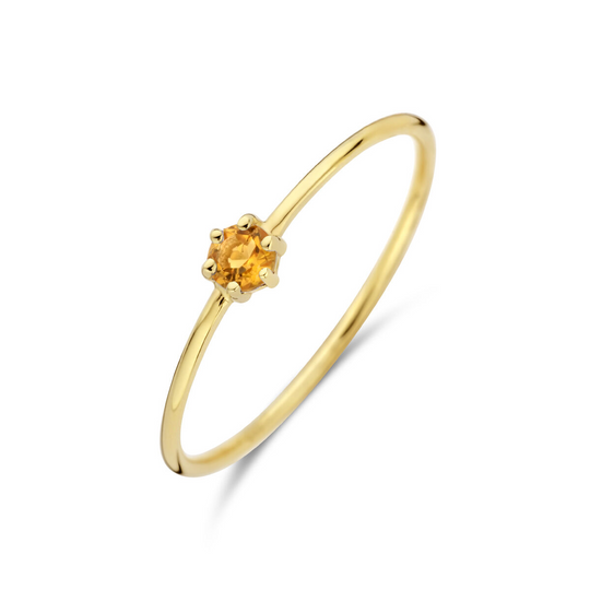 14k Geelgouden Ring 4mm met Citrien – Geboortesteen November