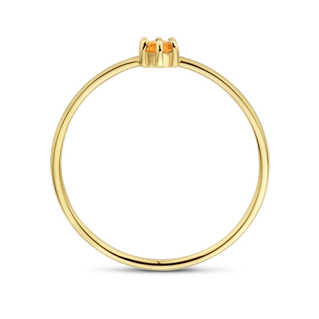 14k Geelgouden Ring 4mm met Citrien – Geboortesteen November