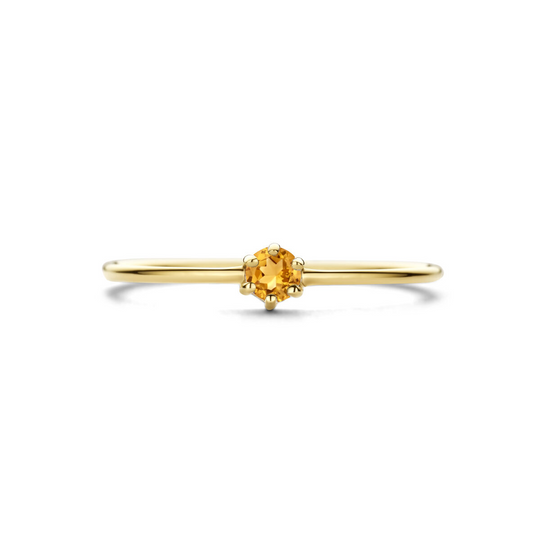 14k Geelgouden Ring 4mm met Citrien – Geboortesteen November