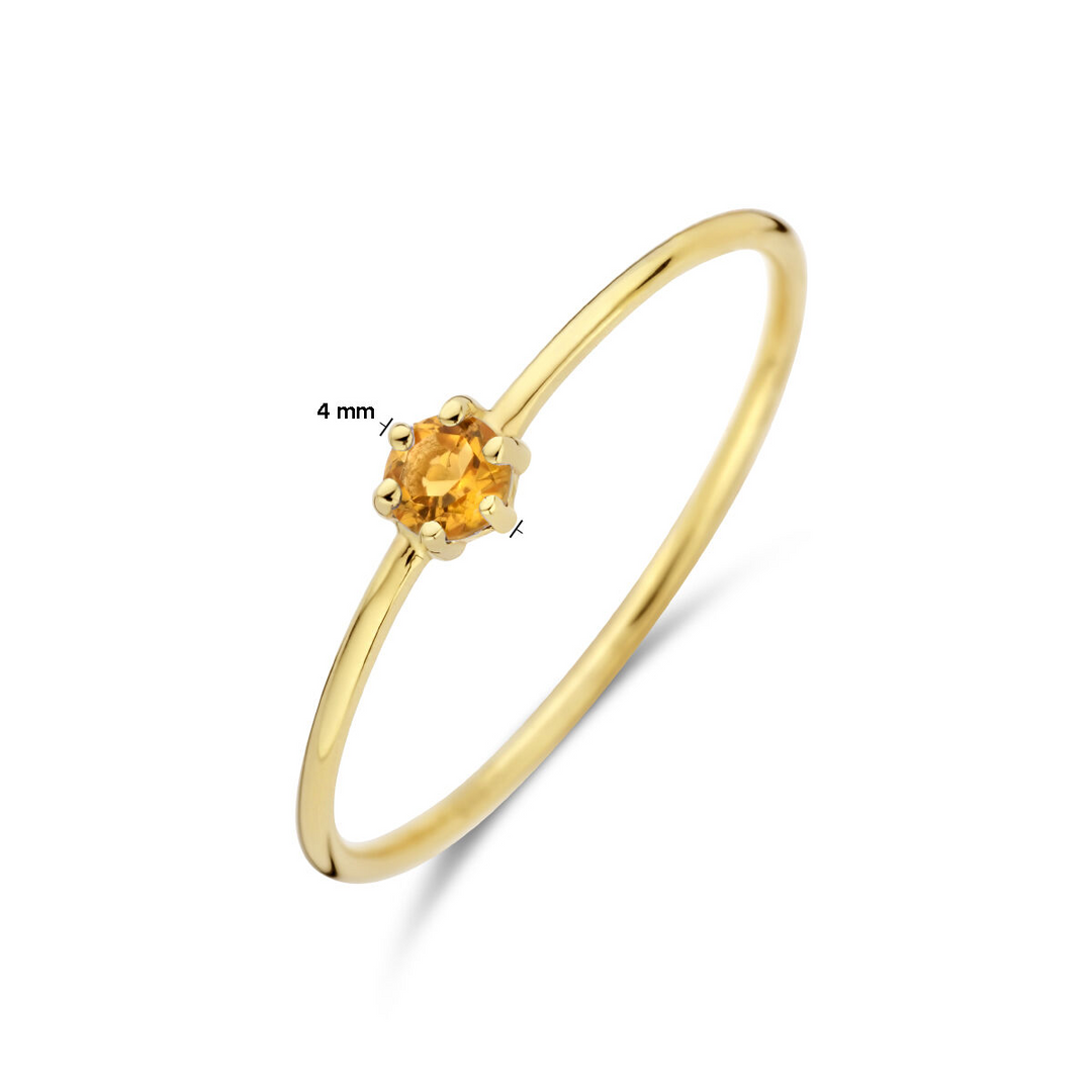 14k Geelgouden Ring 4mm met Citrien – Geboortesteen November