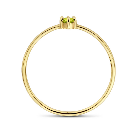 14k Geelgouden Ring 4mm met Peridot – Geboortesteen Augustus