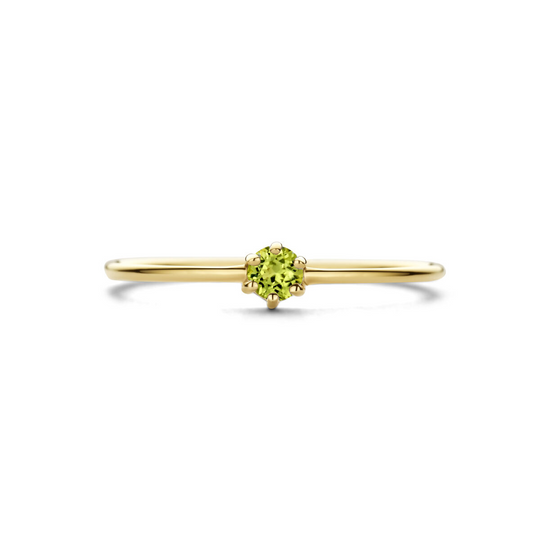 14k Geelgouden Ring 4mm met Peridot – Geboortesteen Augustus