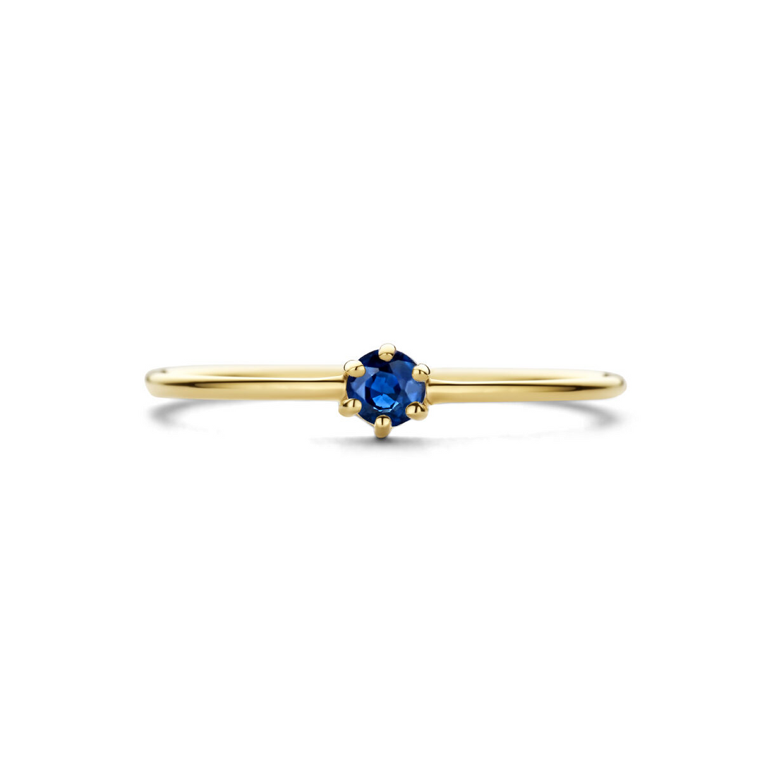 14k Geelgouden Ring 4mm met Saffier – Geboortesteen September