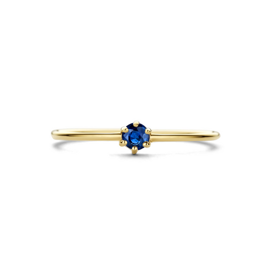 14k Geelgouden Ring 4mm met Saffier – Geboortesteen September