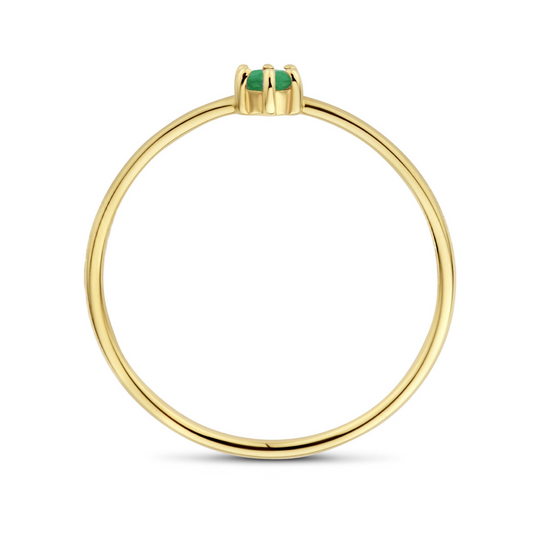 14k Geelgouden Ring 4mm met Smaragd – Geboortesteen Mei