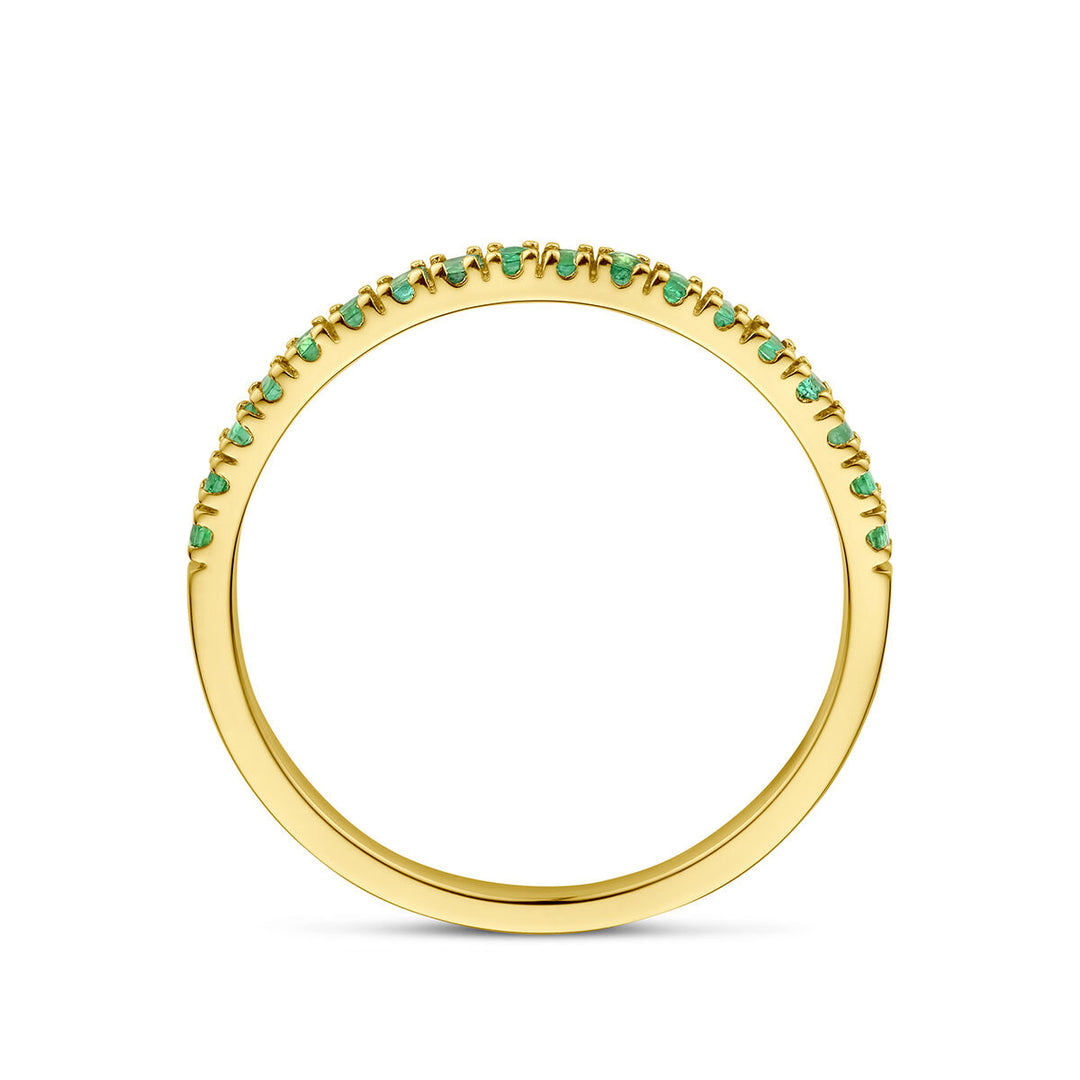 14K Geelgouden Ring met Smaragd Geboortesteen - Mei - 1.5mm