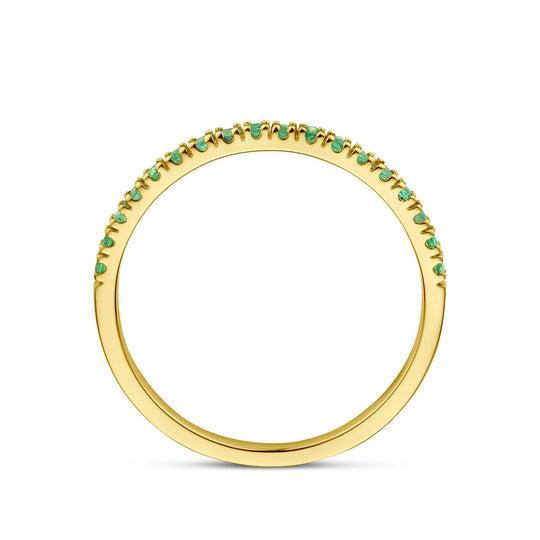 14K Geelgouden Ring met Smaragd Geboortesteen - Mei - 1.5mm