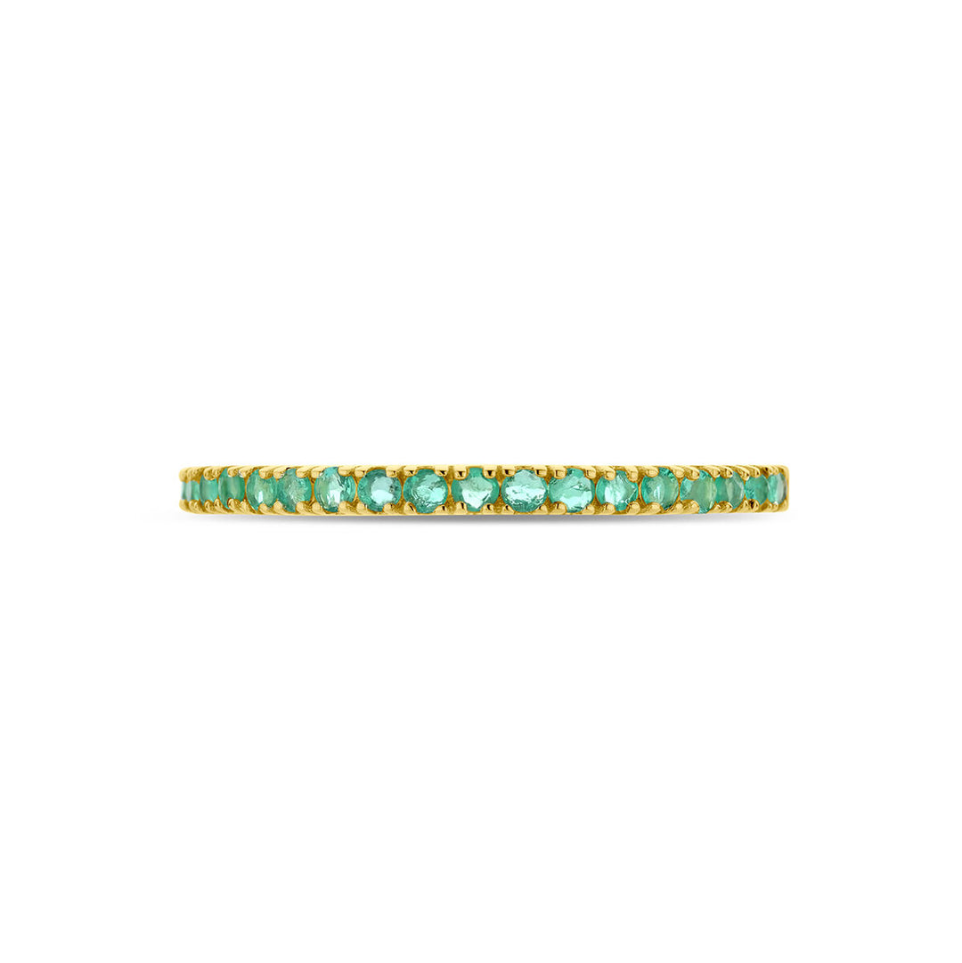 14K Geelgouden Ring met Smaragd Geboortesteen - Mei - 1.5mm