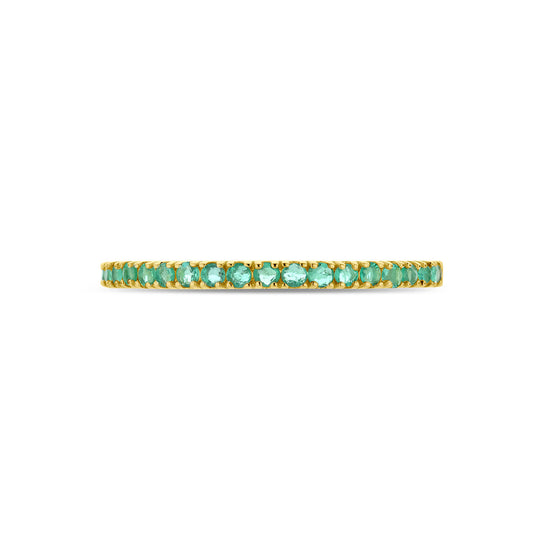 14K Geelgouden Ring met Smaragd Geboortesteen - Mei - 1.5mm
