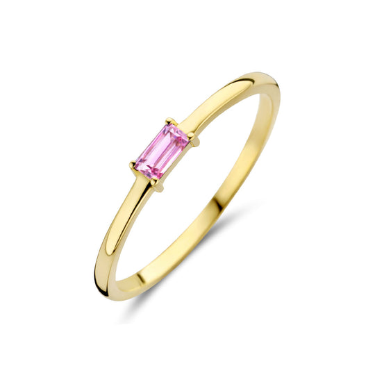14k Geelgouden Ring met Toermalijn – Geboortesteen Oktober 2,5mm