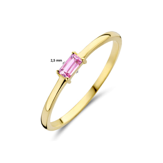 14k Geelgouden Ring met Toermalijn – Geboortesteen Oktober 2,5mm