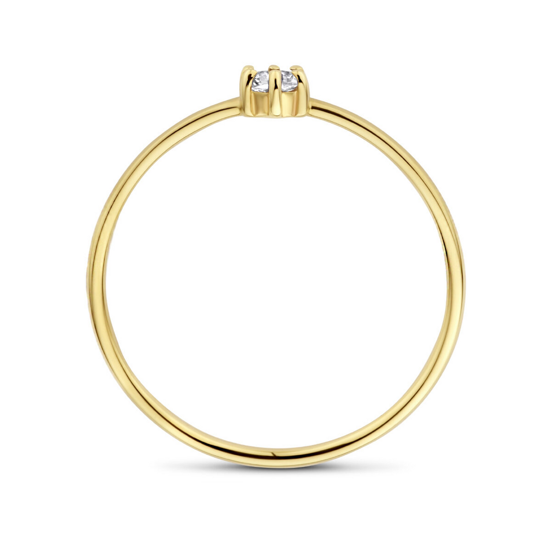 14k Geelgouden Ring 4mm met Witte Topaas – Geboortesteen April