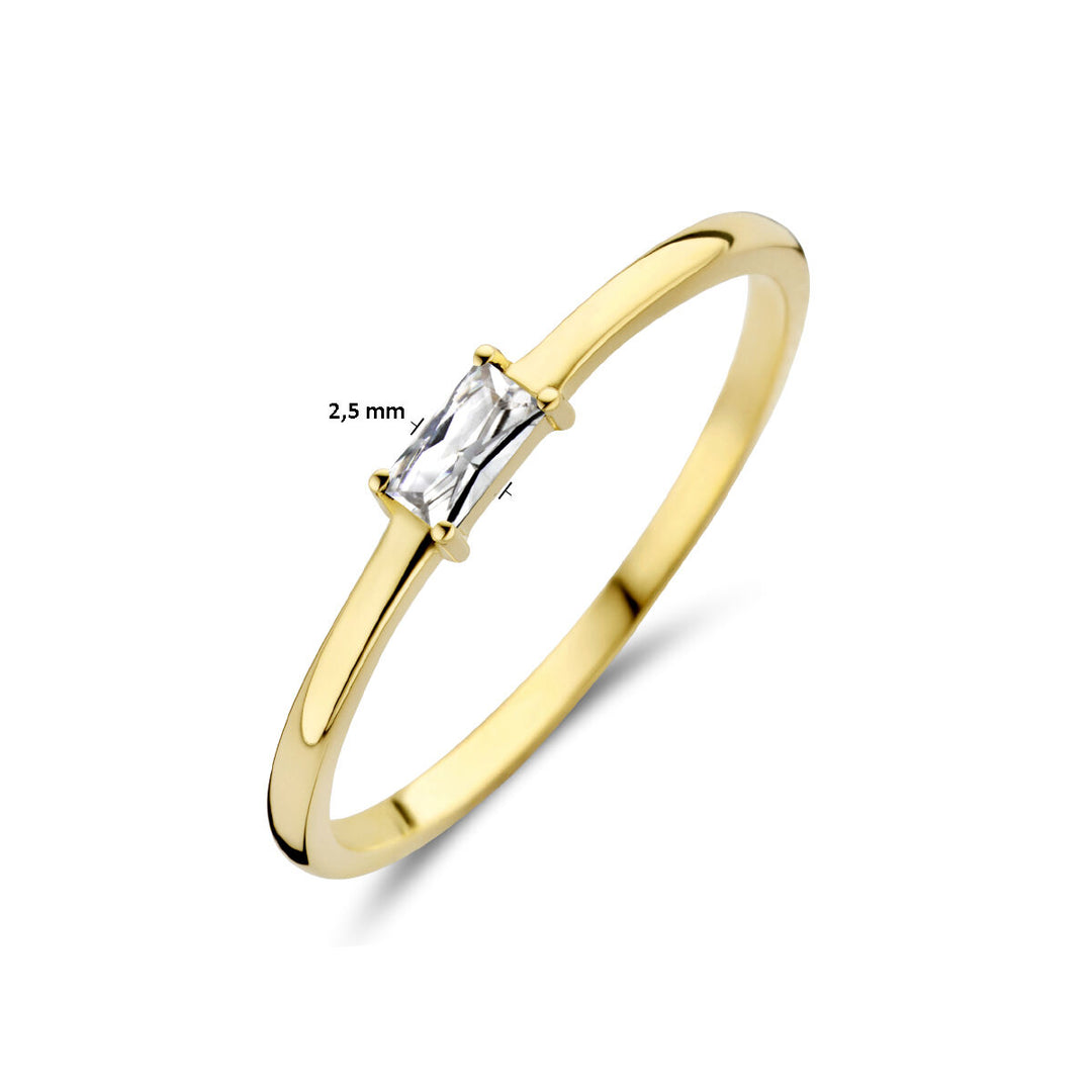 14k Geelgouden Ring met Zirkonia – Geboortesteen April 2,5mm