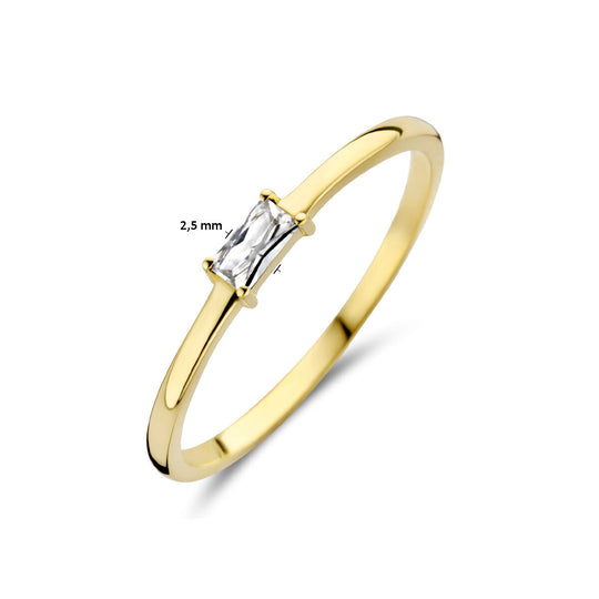 14k Geelgouden Ring met Zirkonia – Geboortesteen April 2,5mm