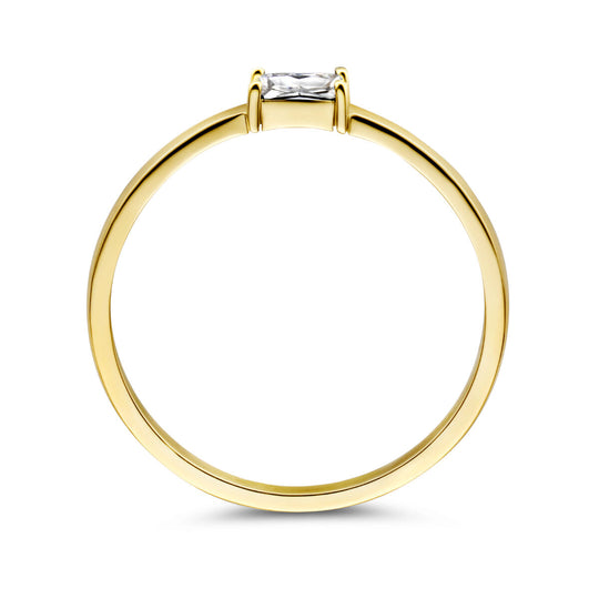 14k Geelgouden Ring met Zirkonia – Geboortesteen April 2,5mm