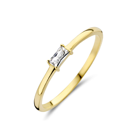 14k Geelgouden Ring met Zirkonia – Geboortesteen April 2,5mm