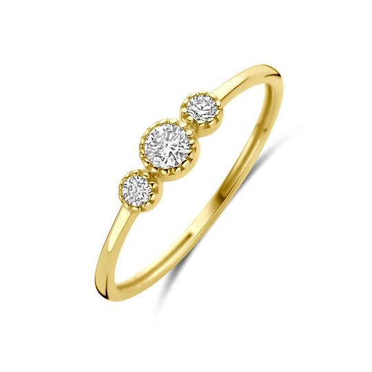 14k geelgouden ring met zirkonia – 4mm breed