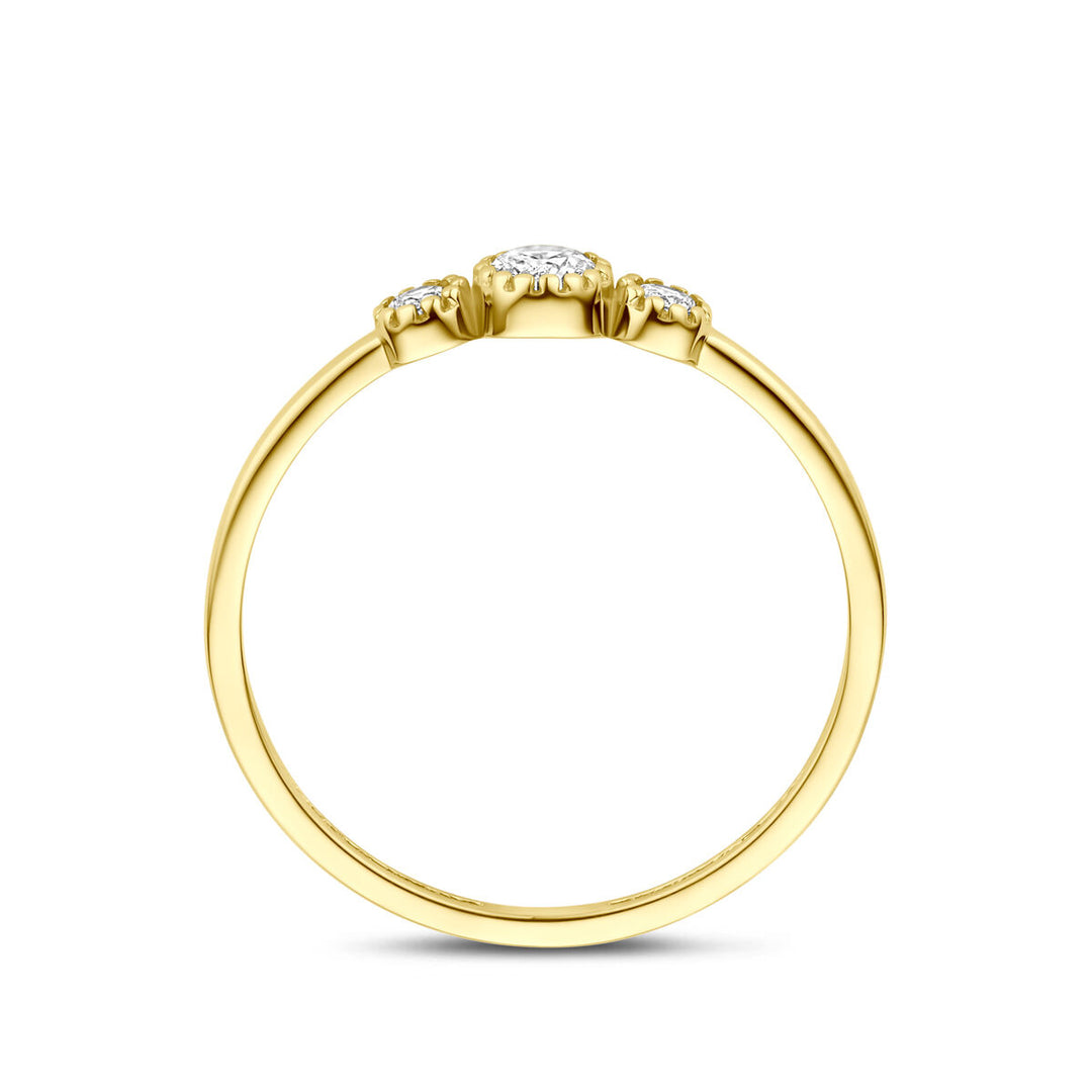 14k geelgouden ring met zirkonia – 4mm breed