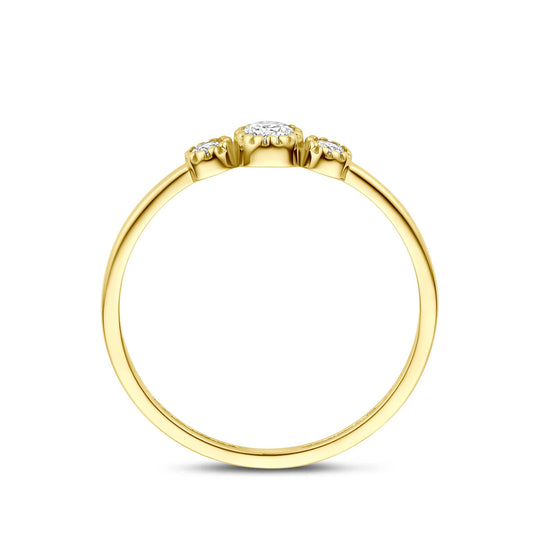 14k geelgouden ring met zirkonia – 4mm breed