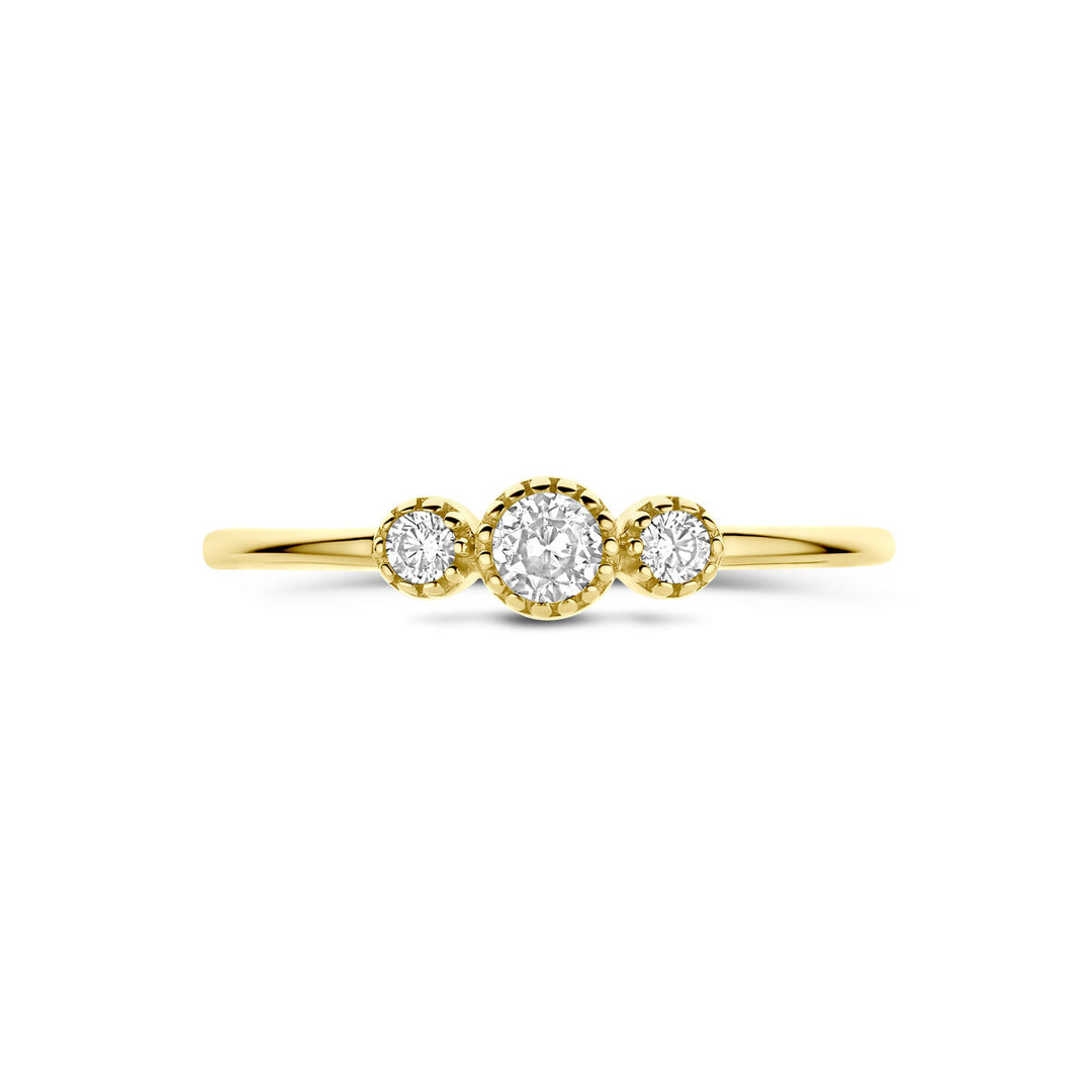 14k geelgouden ring met zirkonia – 4mm breed