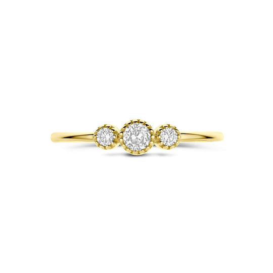 14k geelgouden ring met zirkonia – 4mm breed