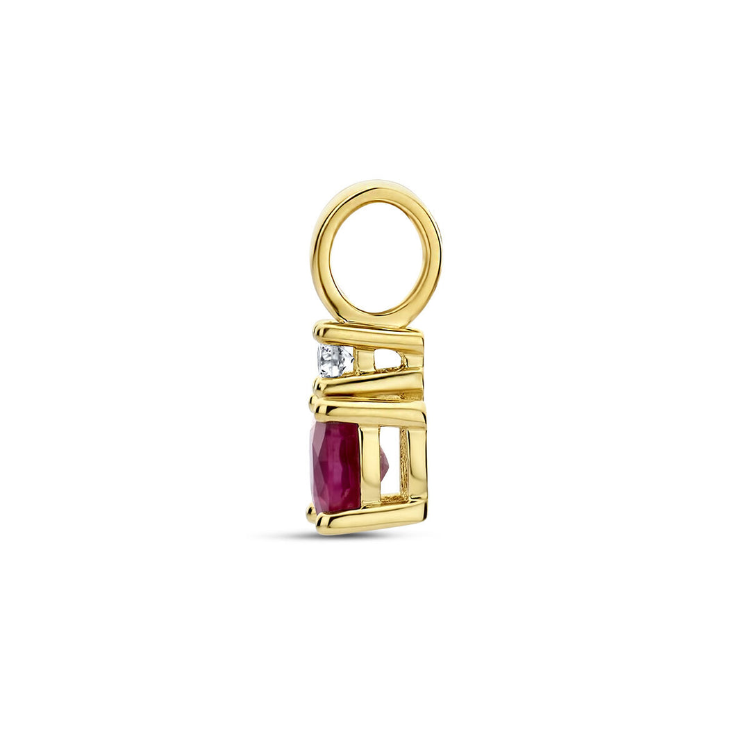 14K Geelgouden Hanger met Juli Geboortesteen & Diamant 0.02ct – 10,5mm
