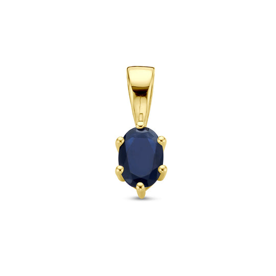 14K Geelgouden Hanger met September Geboortesteen – 13x4,5mm