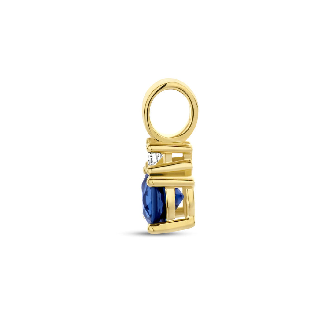 14K Geelgouden Hanger met September Geboortesteen & Diamant 0.02ct – 10,5mm