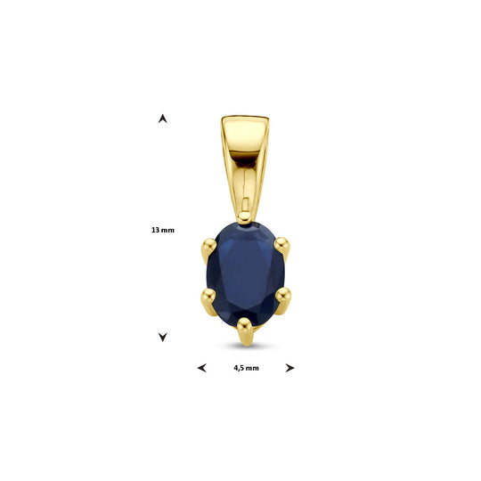 14K Geelgouden Hanger met September Geboortesteen – 13x4,5mm