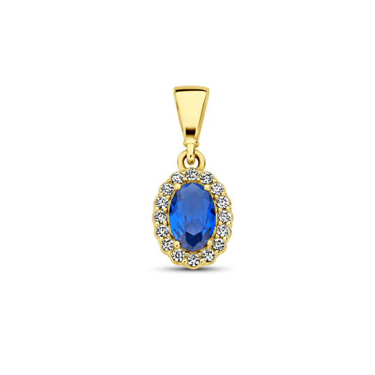 14K Geelgouden Hanger met September Geboortesteen Zirkonia – 16mm