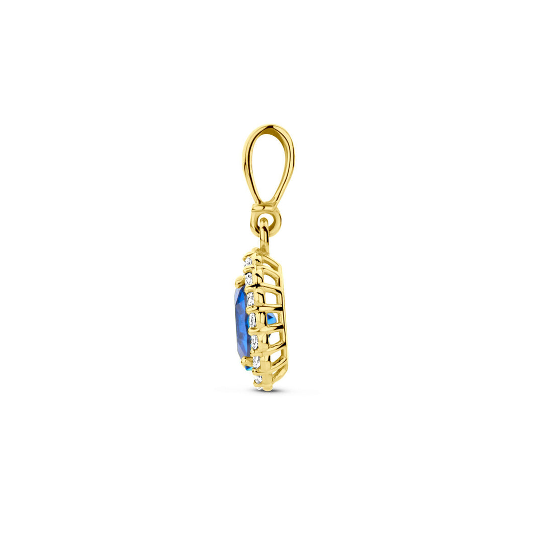 14K Geelgouden Hanger met September Geboortesteen Zirkonia – 16mm