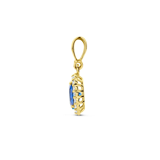 14K Geelgouden Hanger met September Geboortesteen Zirkonia – 16mm