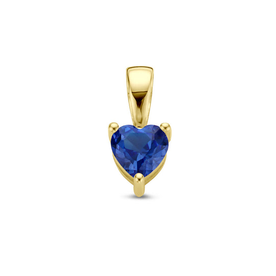 14K Geelgouden Hart Hanger met September Geboortesteen – 9,5mm