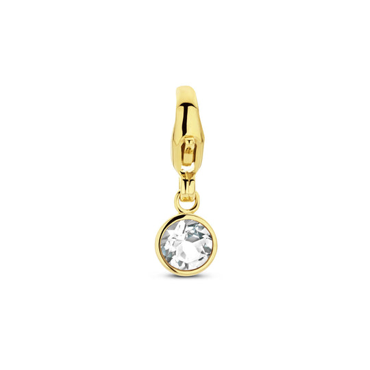 14K Geelgouden Slotbedel April Geboortesteen 15x5mm