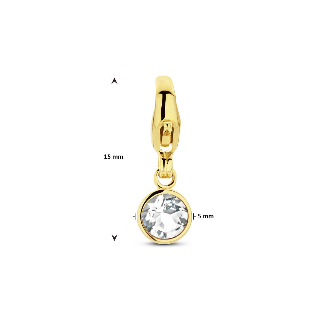 14K Geelgouden Slotbedel April Geboortesteen 15x5mm