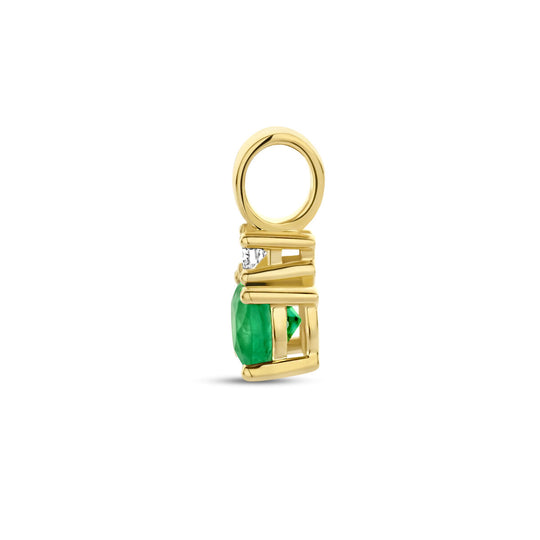 14K Geelgouden Hanger met Mei Geboortesteen & Diamant 0.02ct – 10,5mm