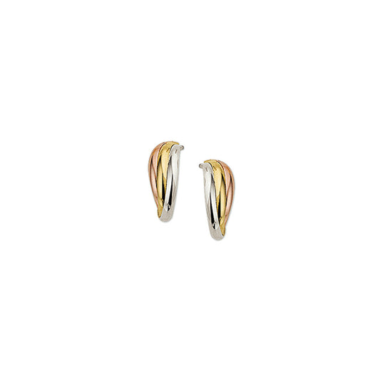 14K Tricolor Gouden Stekeroorringen – Geel, Wit en Roségoud – 12,5mm