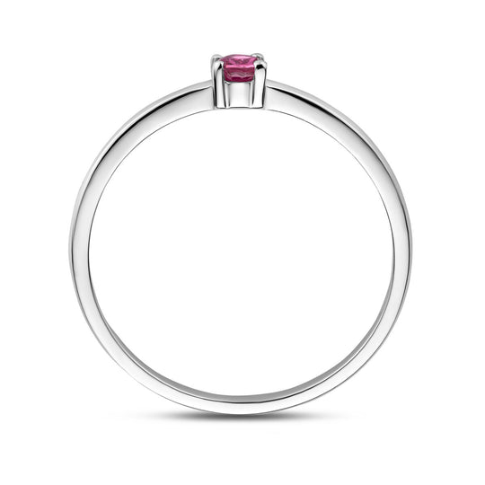 925 Zilveren Ring Oktober Roze Toermalijn Geboortesteen 3mm