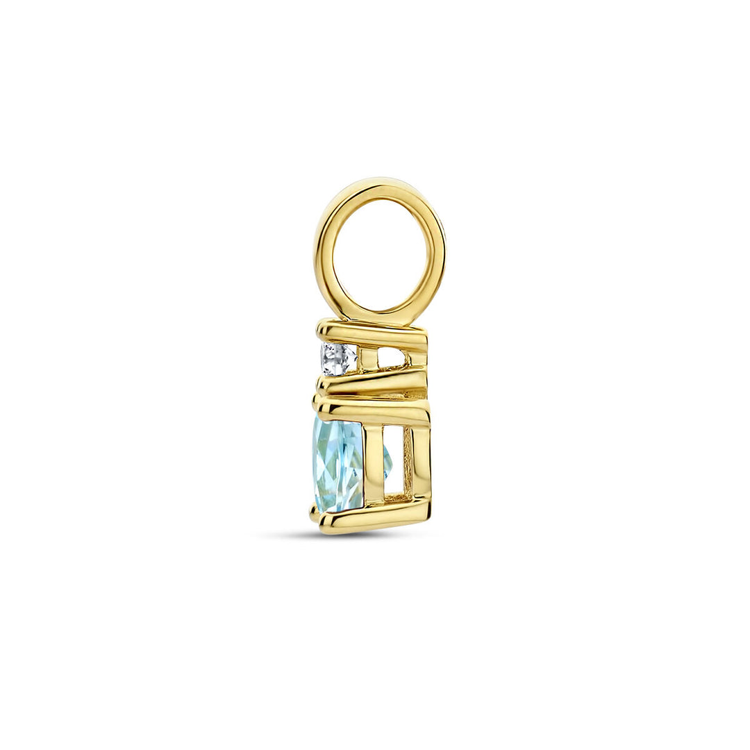 14K Geelgouden Hanger met December Geboortesteen & Diamant 0.02ct – 10,5mm