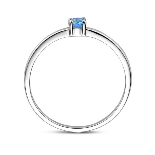 925 Zilveren Ring December Blauw Topaas Geboortesteen 3mm