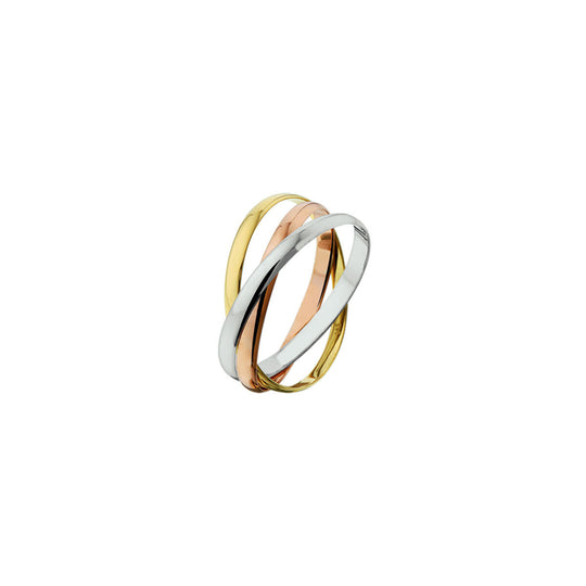 Tricolor Gouden Trinity Ring – Wit, Rosé en Geelgoud