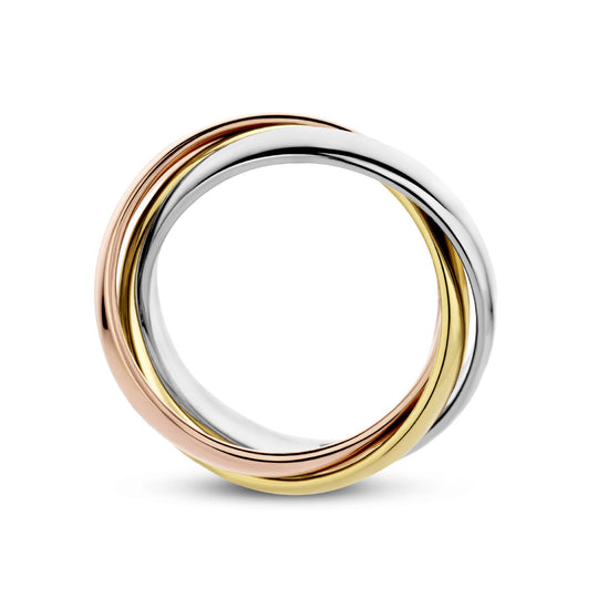 14K Tricolor Gouden Trinity Ring – Geel, Wit en Roségoud – 4mm