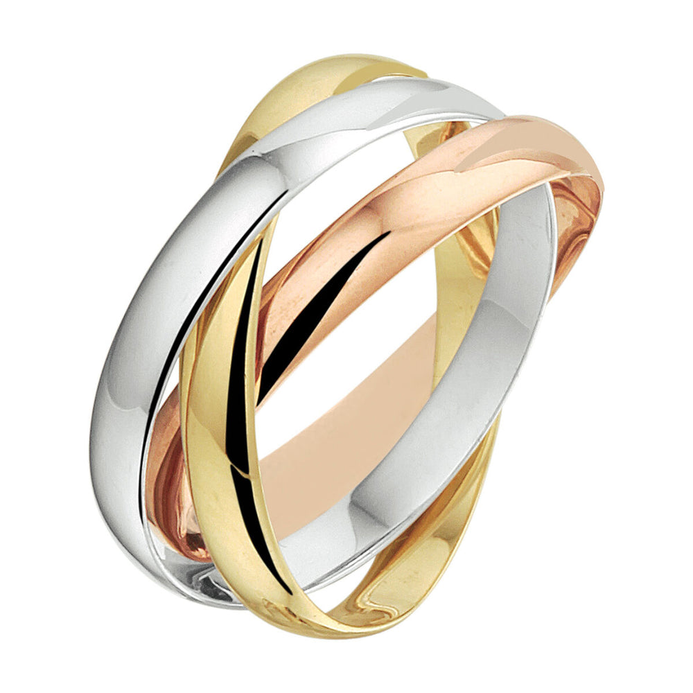 14K Tricolor Gouden Trinity Ring – Wit, Rosé en Geelgoud – 2,8mm