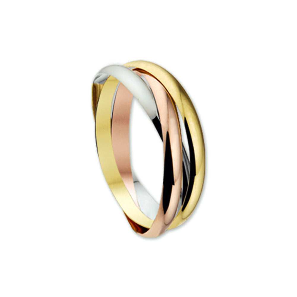 14K Tricolor Gouden Trinity Ring – Wit, Rosé en Geelgoud – 2mm