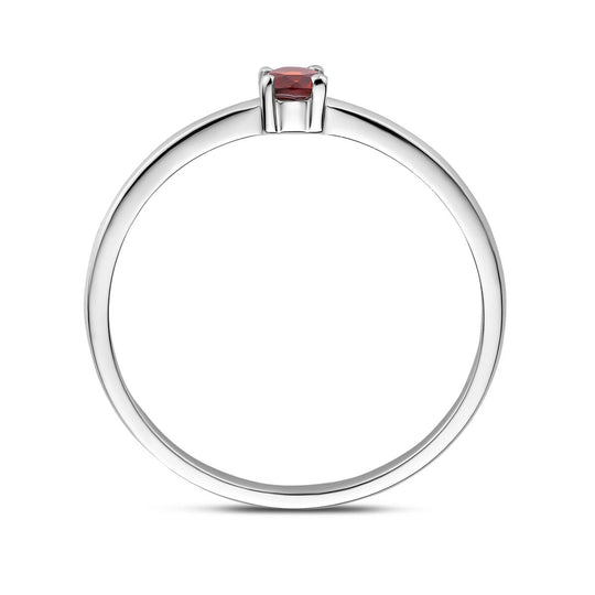 925 Zilveren Ring Januari Granaat Geboortesteen 3mm