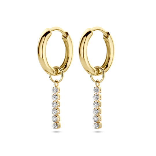 Verguld 925 zilveren klapoorringen met zirkonia hanger – 15mm