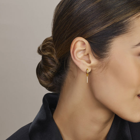 Verguld 925 zilveren klapoorringen met zirkonia hanger – 15mm