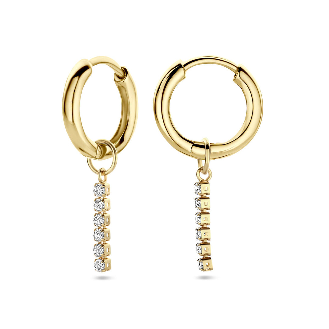 Verguld 925 zilveren klapoorringen met zirkonia hanger – 15mm