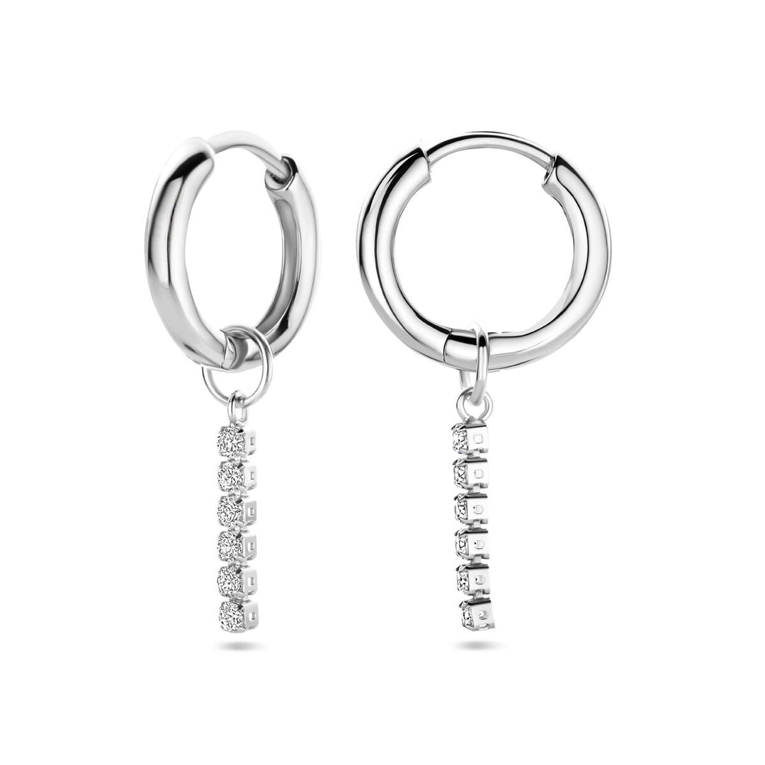 Gerhodineerd 925 zilveren klapoorringen met zirkonia hanger – 15mm