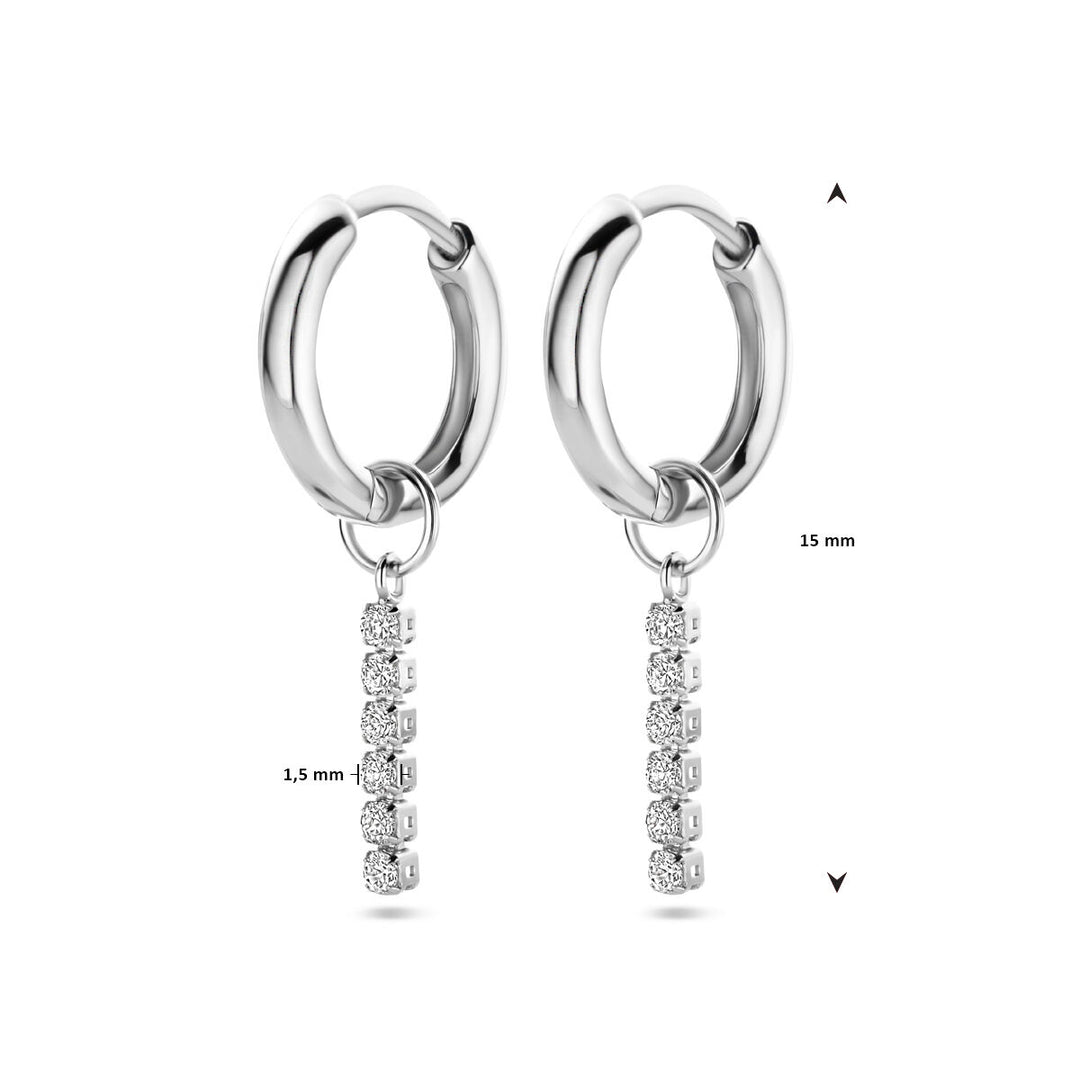 Gerhodineerd 925 zilveren klapoorringen met zirkonia hanger – 15mm